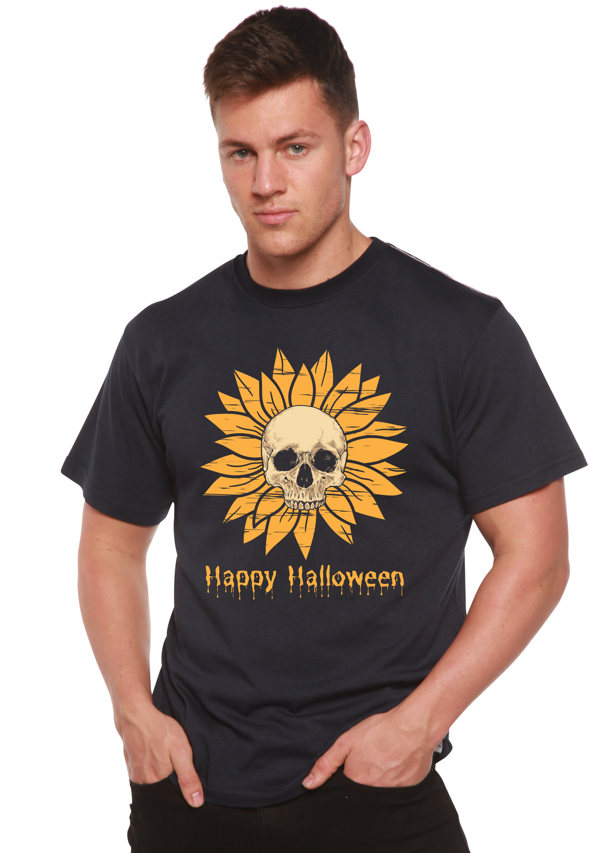 Happy Halloween Day Men's Bamboo Viscose/Organic Cotton Short Sleeve Graphic T-Shirt